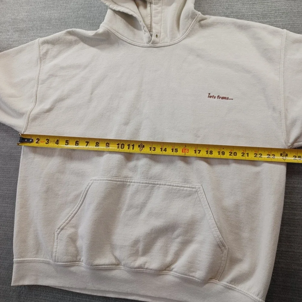 iets frans‎ Hoodie Mens Large Beoge Embroidered Brushed Surface Stretch Casual